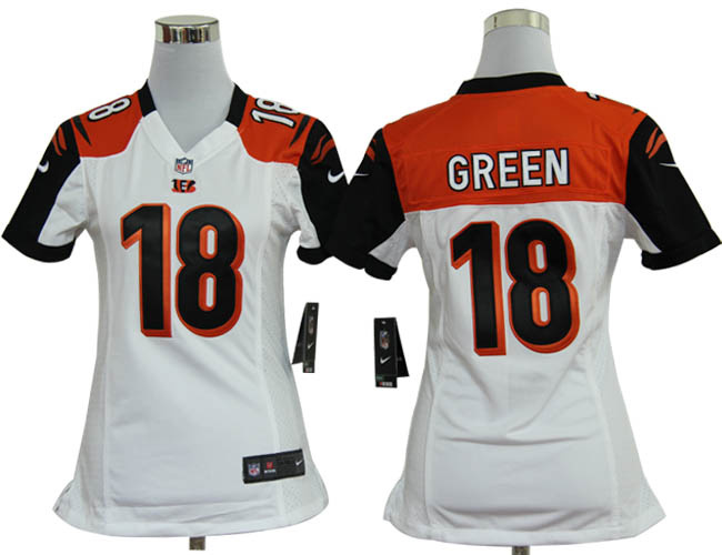 Nike North Cincinatti Bengals 18 A.J. Green Women's White Game NFL Jerseys